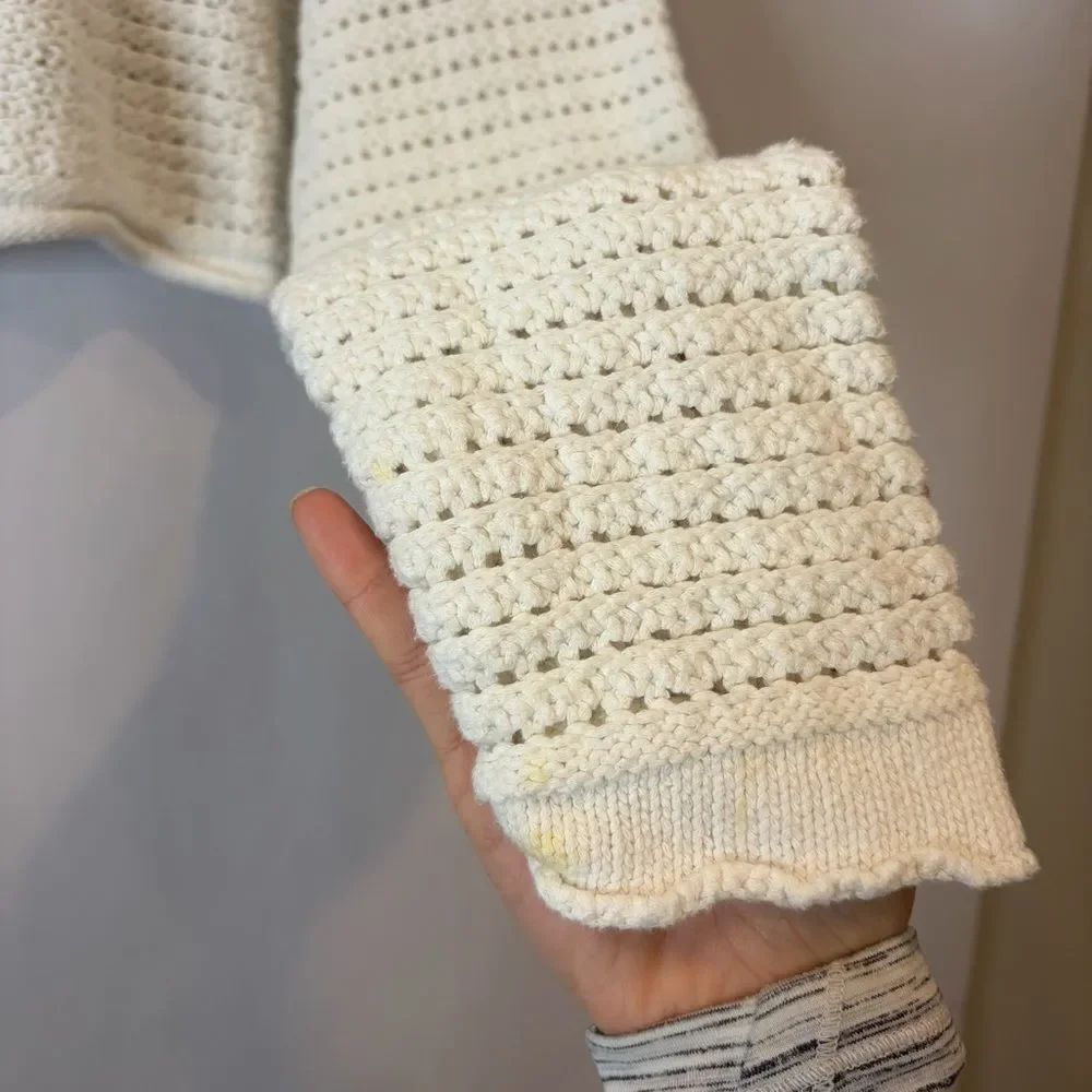 Perfect Stranger Cropped Cream Open-Knit Crewneck Sweater Size 6 Australian — image 5 of 8